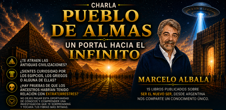 Flyer de la charla Pueblo de Almas con Marcelo Albala