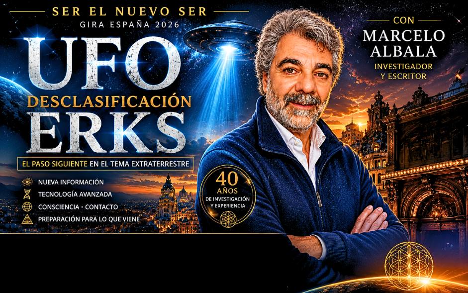 Flyer de la charla UFO Desclasificación ERKS con Marcelo Albala